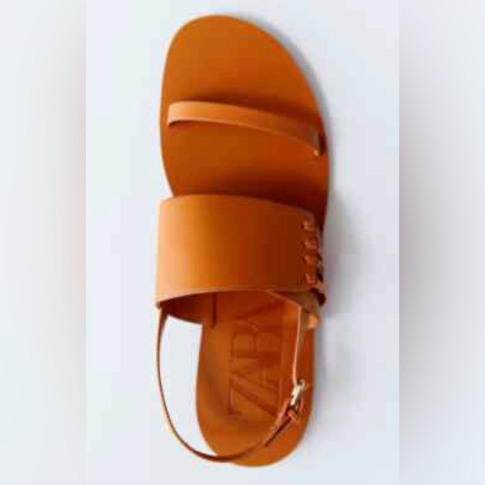 Zara Burnt Orange Sandals Modern Slip-On Design Size 38